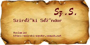 Sziráki Sándor névjegykártya