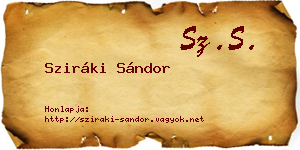 Sziráki Sándor névjegykártya